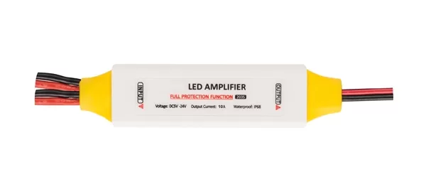 AMPLIFICATOR PROFESIONAL PENTRU BENZI LED MONOCROMATICE, 5-24V DC, 10A, IP63