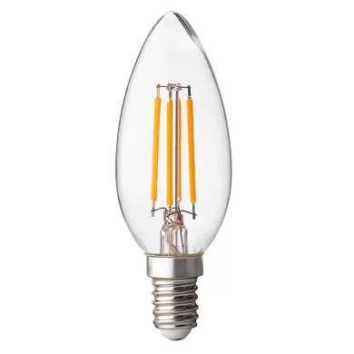 Bec LED cu filament dimabil, tip lumanare, 4W, E14, 2700K, 220-240V AC