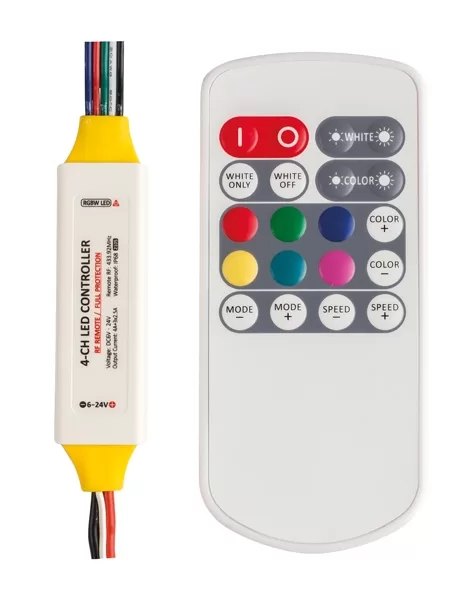 CONTROLLER PROFESIONAL RF BENZI LED RGBW, 6-24V DC, 3X2.5+4A, IP63