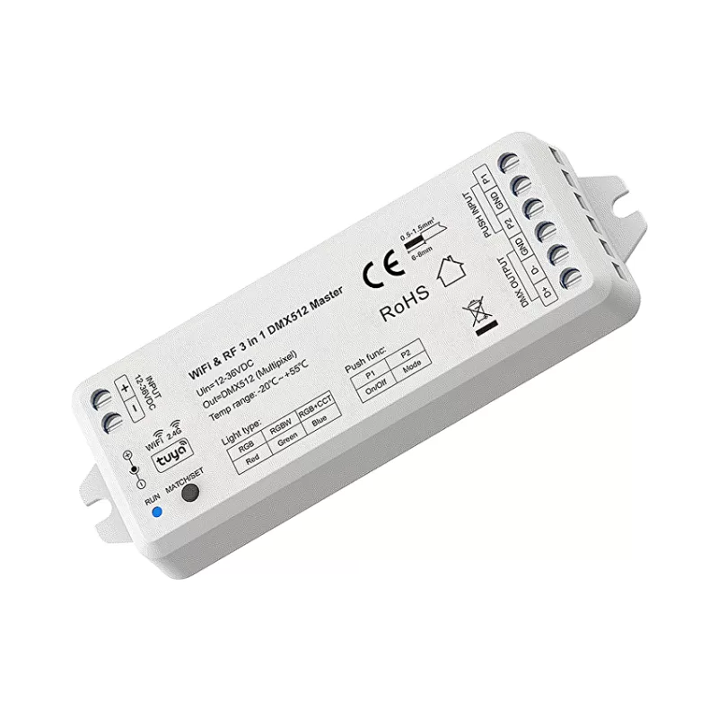 Controler multifunctional Wi-Fi RF DMX512 3-in-1, 12-36 V CC