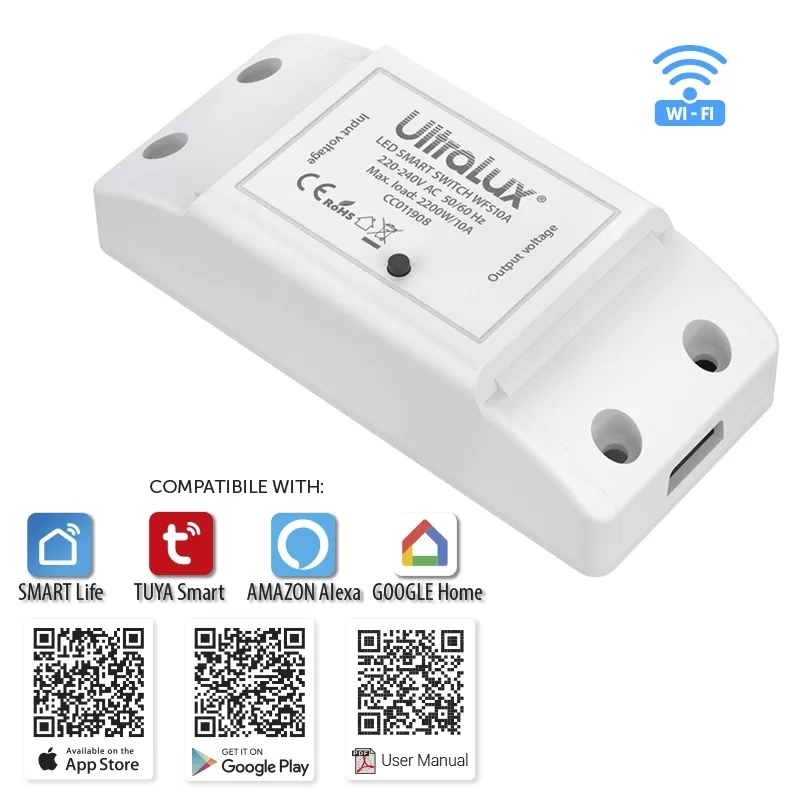 INTRERUPĂTOR INTELIGENT Wi-Fi, 2200W, 220-240V AC