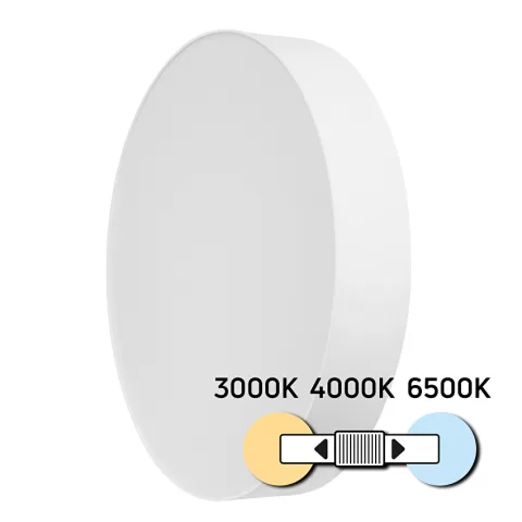 Lampa LED de tavan rotunda CCT, 24W, rama alba, 3000K/4000K/6500K, IP20