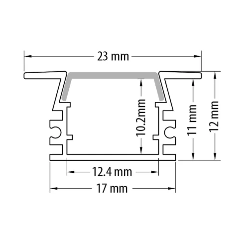 Profil aluminiu pentru benzi flexibile LED, adanc, 2m