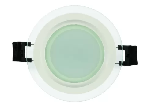 Panou LED cu sticla, incastrabil, rotund, 6W, SMD2835, lumina calda, IP44