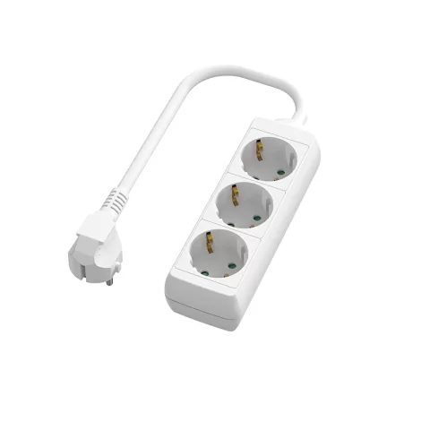 Prelungitor alb cu 3 prize Schuko, 5 metri