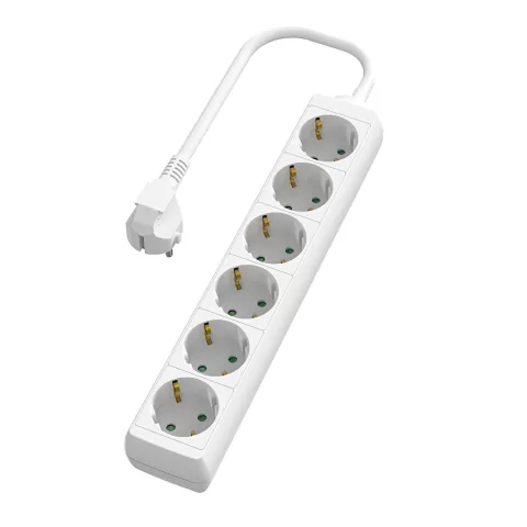 Prelungitor alb cu 6 prize Schuko, 3 metri