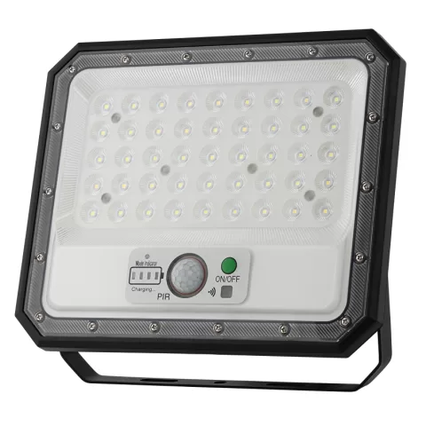 Proiector LED solar cu senzor PIR, 90°, 10W, 5500K, IP65