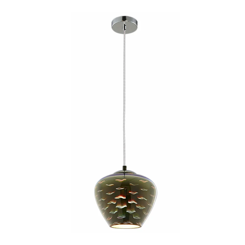 Lustră Suspendată Sticlă 3D E27 40W Crom Pescăruș Optonica