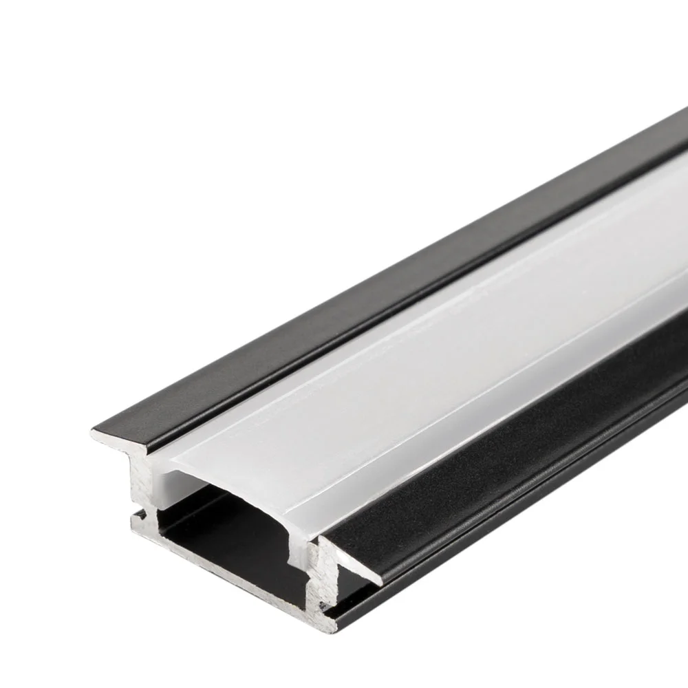 Profil Aluminiu pentru Bandă LED 2m Încastrat Negru Optonica