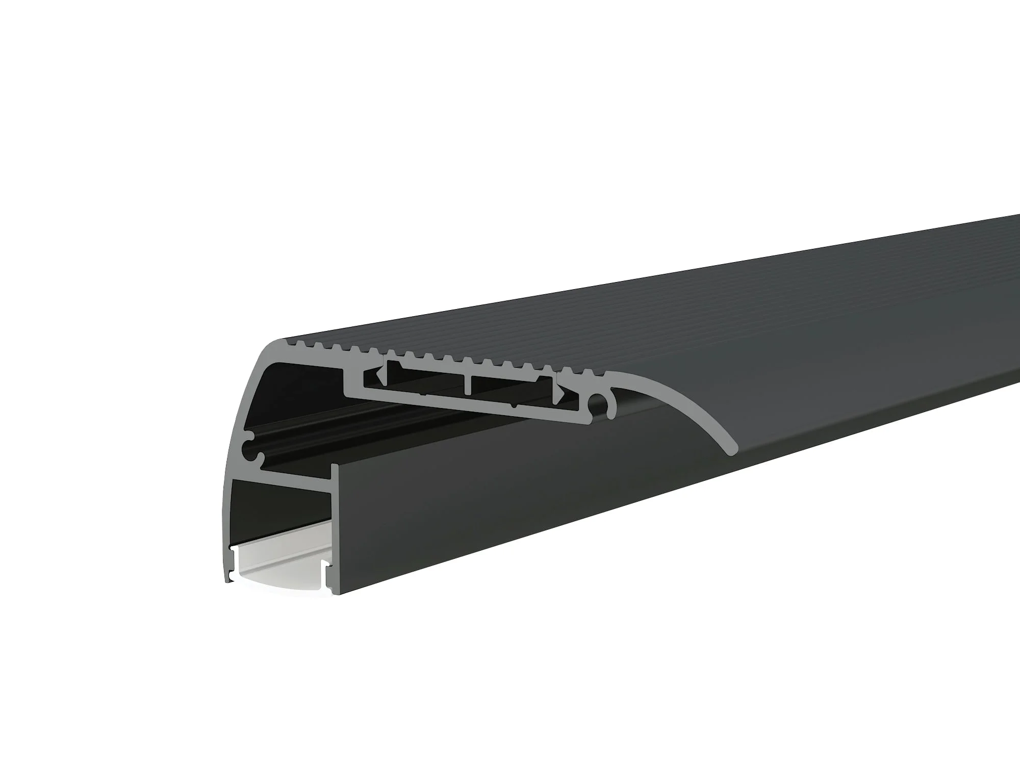 Profil Aluminiu pentru Bandă LED 2m Negru cu Capac Alb 63.5x27.3mm Optonica