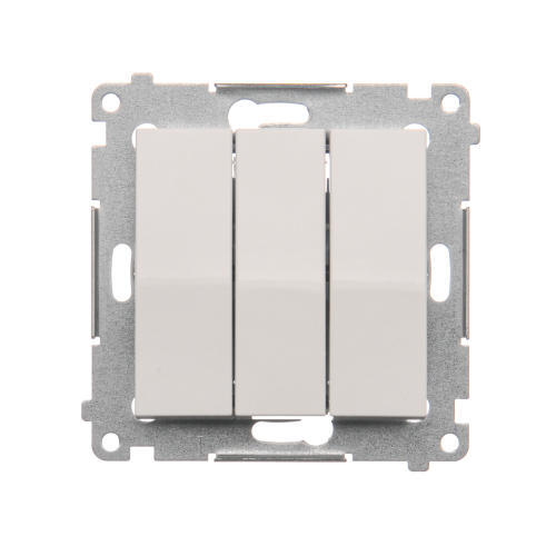 Buton triplu (modul), 10AX 250V, fitinguri push-in, alb