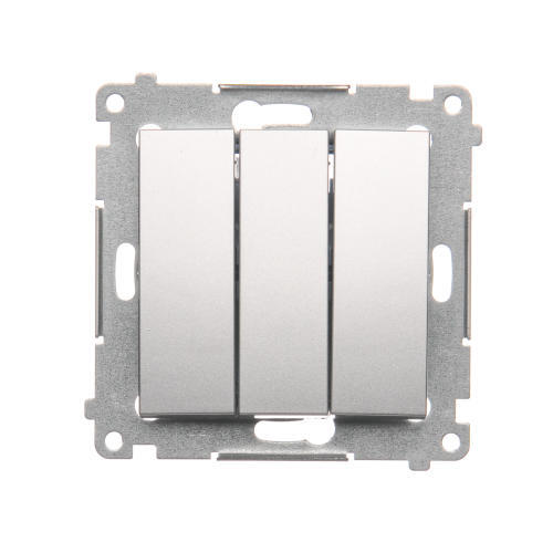 Buton triplu (modul), 10AX 250V, fitinguri push-in, argintiu mat metalizat