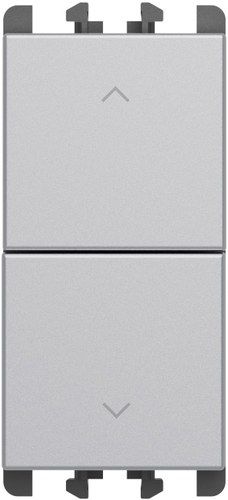 Buton dublu interblocat 1P+1P NO 10A, 1 modul, Lybra, aluminiu Urmet 27139.AL
