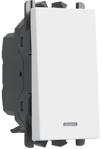 Buton iluminabil 10A, borne rapide, 1 modul, Lybra, alb Urmet 27008L.B Modular, Seria LYBRA, Intrerupatoare