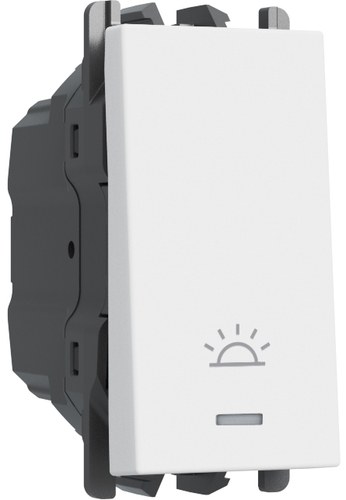 Buton iluminabil cu simbol lumină 10A, borne cu șurub, 1 modul, Lybra, alb Urmet 27110L.B Modular, Seria LYBRA, Intrerupatoare