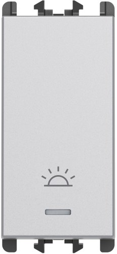 Buton iluminabil cu simbol lumină 10A, borne cu șurub, 1 modul, Lybra, aluminiu Urmet 27110L.AL