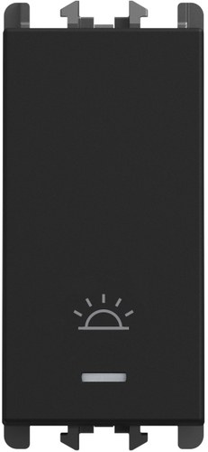 Buton iluminabil cu simbol lumină 10A, borne cu șurub, 1 modul, Lybra, negru Urmet 27110L.N