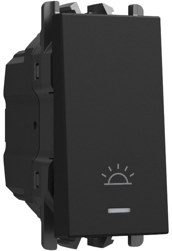 Buton iluminabil cu simbol lumină 10A, borne cu șurub, 1 modul, Lybra, negru Urmet 27110L.N Modular, Seria LYBRA, Intrerupatoare