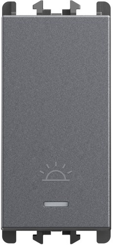 Buton iluminabil cu simbol lumină 10A, borne cu șurub, 1 modul, Lybra, titan Urmet 27110L.TT