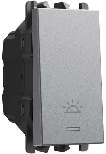 Buton iluminabil cu simbol lumină 10A, borne cu șurub, 1 modul, Lybra, titan Urmet 27110L.TT Modular, Seria LYBRA, Intrerupatoare