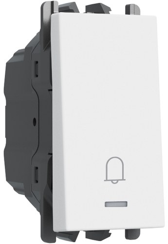 Buton iluminabil cu simbol sonerie 10A, borne cu șurub, 1 modul, Lybra, alb Urmet 27109L.B Modular, Seria LYBRA, Intrerupatoare
