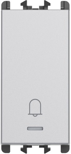 Buton iluminabil cu simbol sonerie 10A, borne cu șurub, 1 modul, Lybra, aluminiu Urmet 27109L.AL