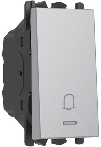 Buton iluminabil cu simbol sonerie 10A, borne cu șurub, 1 modul, Lybra, aluminiu Urmet 27109L.AL Modular, Seria LYBRA, Intrerupatoare