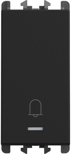 Buton iluminabil cu simbol sonerie 10A, borne cu șurub, 1 modul, Lybra, negru Urmet 27109L.N