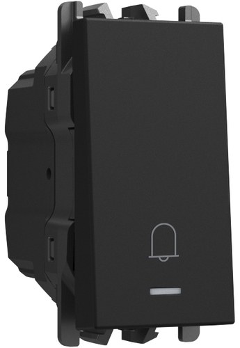 Buton iluminabil cu simbol sonerie 10A, borne cu șurub, 1 modul, Lybra, negru Urmet 27109L.N Modular, Seria LYBRA, Intrerupatoare