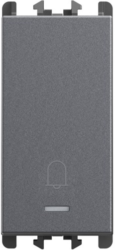 Buton iluminabil cu simbol sonerie 10A, borne cu șurub, 1 modul, Lybra, titan Urmet 27109L.TT