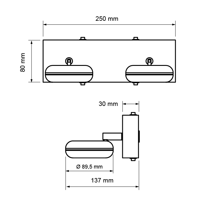 CORP DE ILUMINAT LED PENTRU BAIE, 2x5W, 2700K, lumina calda, corp CROMAT, reglabil, IP44