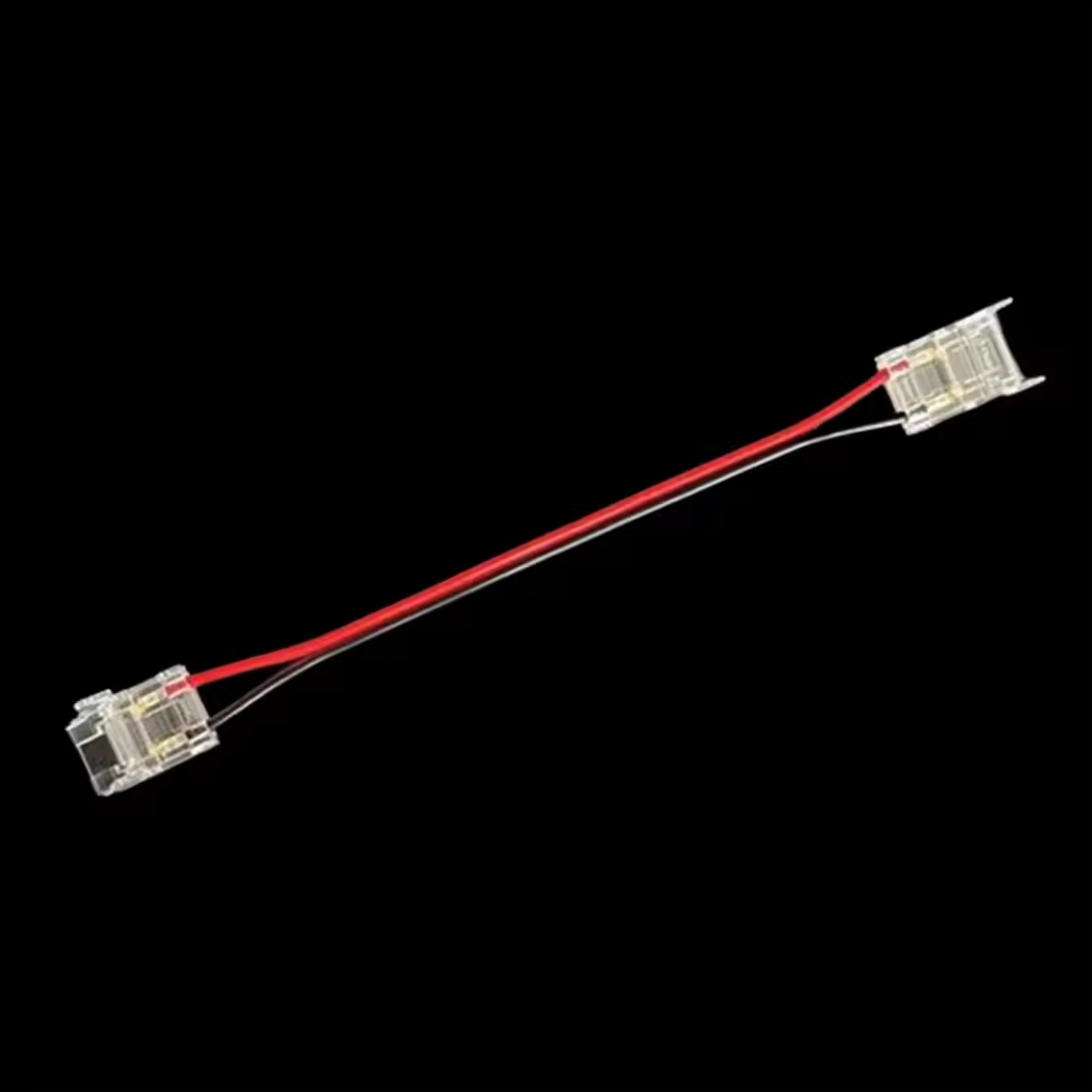 Conector liniar  dublu cu fir   banda led cob  15 cm transparent 8mm