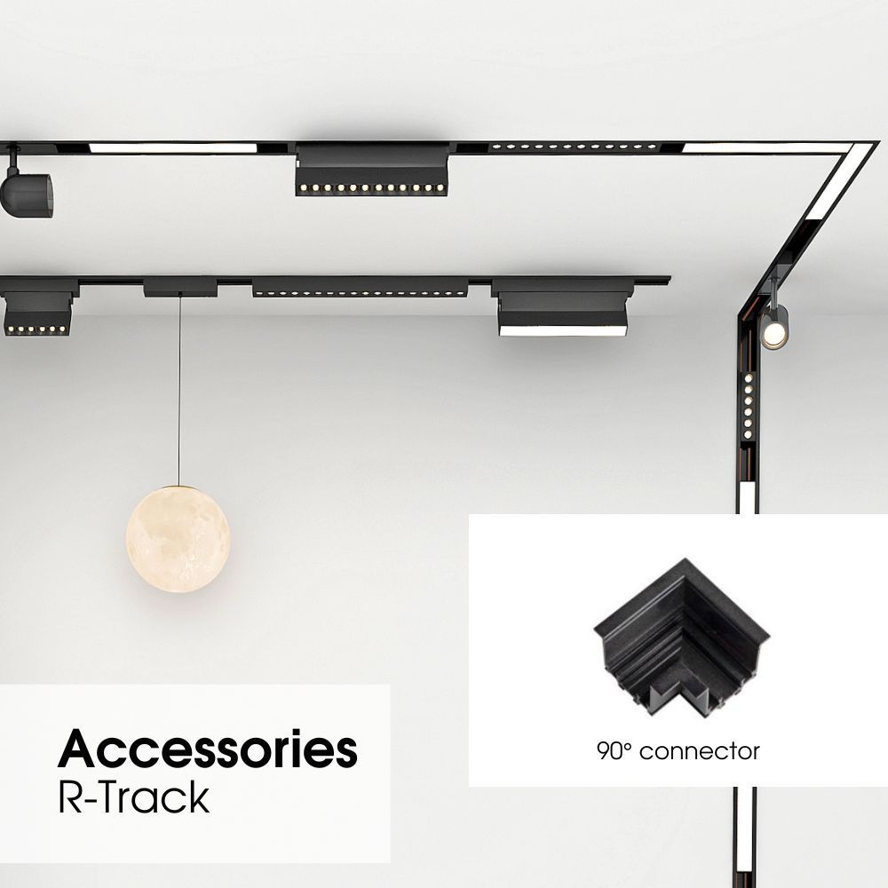 Conector mecanic 90° R-Track - Slim25∙ Aluminiu ∙ Incastrat ∙ Negru