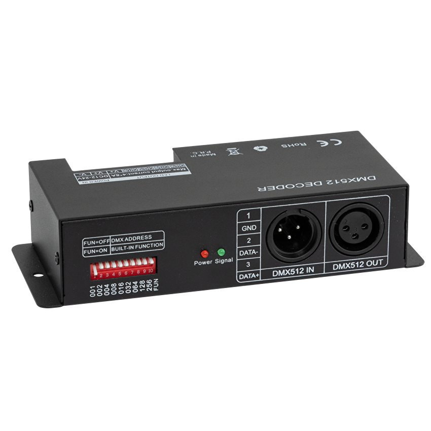 Controller DMX RF pentru iluminat LED RGB/RGBW, 32A, 12-24V DC, IP20