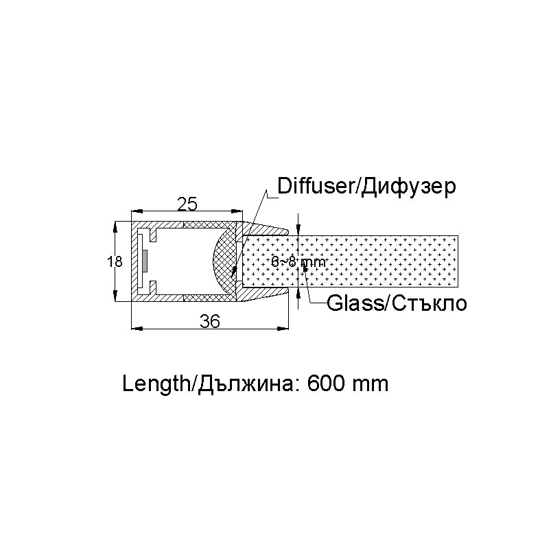 Corp de Iluminat LED - Bagheta luminoasa pentru rafturi de sticla, 4.5W, 4000K, 12V DC, lumina neutra