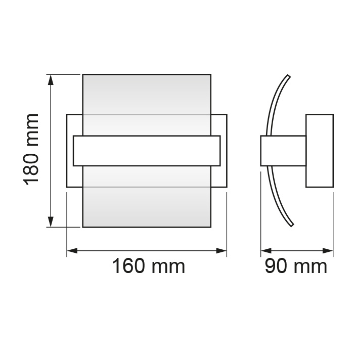 Corp de iluminat LED DE PERETE, 5W, corp cromat, lumina calda