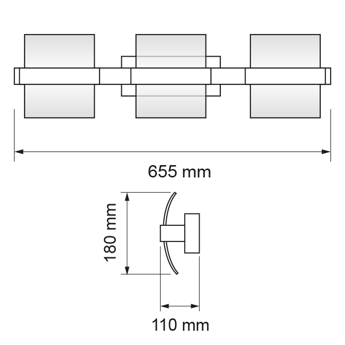 Corp de iluminat LED cu sticla, 15W, lumina neutra, corp cromat