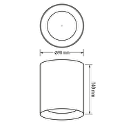 Corp de plafon, rotund, GU10, fix, negru, IP20