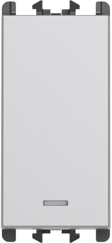 Comutator cap scară iluminabil 10AX, borne rapide, 1 modul, Lybra, aluminiu Urmet 27003L.AL