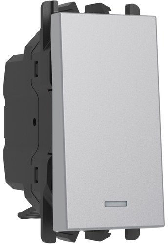 Comutator cap scară iluminabil 10AX, borne rapide, 1 modul, Lybra, aluminiu Urmet 27003L.AL Modular, Seria LYBRA, Intrerupatoare