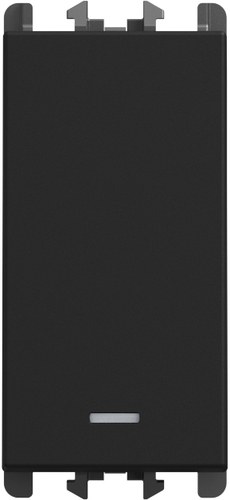 Comutator cap scară iluminabil 10AX, borne rapide, 1 modul, Lybra, negru Urmet 27003L.N