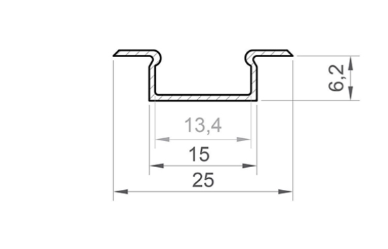 Profil LED P6–2 Incastrat 15mm