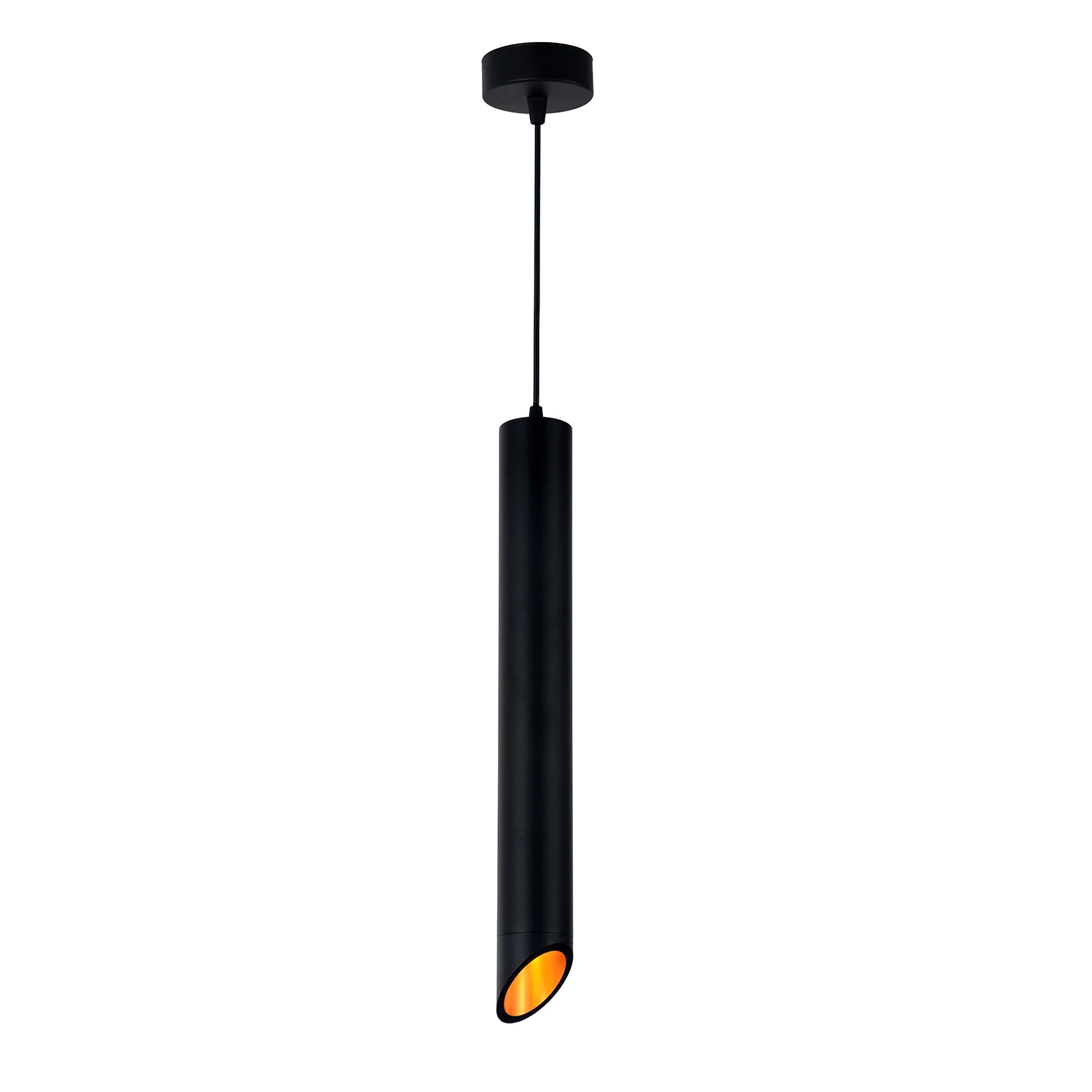 Lustră Suspendată GU10/MR16 Corp Negru Interior Auriu 60x500mm
