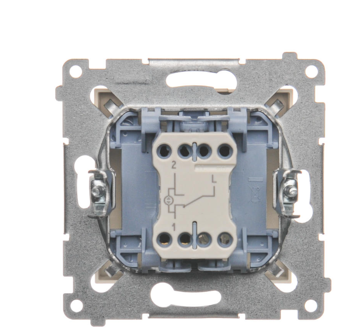 Intrerupator cap scara cu led  10A, 250V~, conectare rapida (fitinguri push-in), crem Standard German, Seria Simon 54, Intrerupatoare