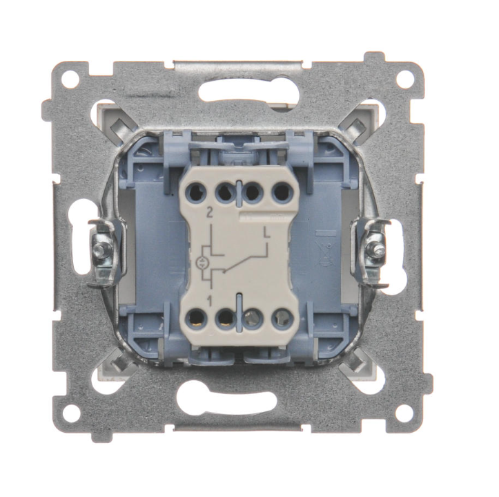 Intrerupator cap scara cu led  10A, 250V~, conectare rapida (fitinguri push-in), auriu mat metalic Standard German, Seria Simon 54, Intrerupatoare