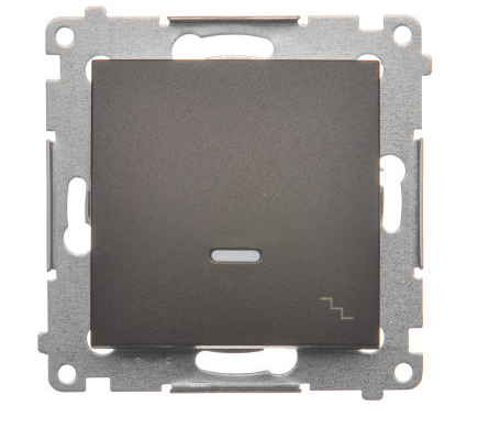 Intrerupator cap scara cu led 16A, 250V~,  cleme cu surub, maron mat metalic