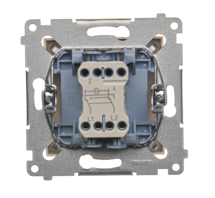Intrerupator cruce cu led 10A, 250V~, conectare rapida (fitinguri push-in), crem Standard German, Seria Simon 54, Intrerupatoare