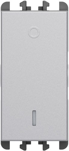 Întrerupător bipolar 2P 16AX, borne cu șurub, 1 modul, Lybra, aluminiu Urmet 27162.AL