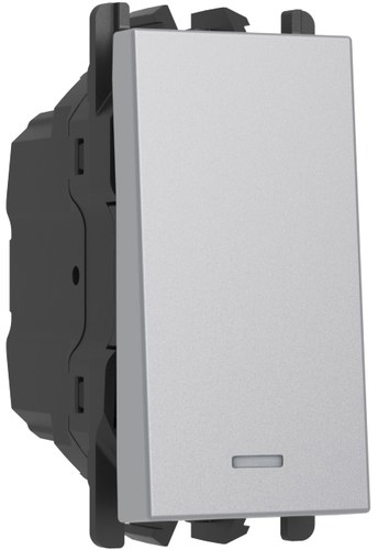 Întrerupător simplu iluminabil 10AX, borne cu șurub, 1 modul, Lybra, aluminiu Urmet 27101L.AL Modular, Seria LYBRA, Intrerupatoare