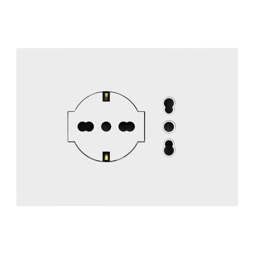 Kit monobloc suport + ramă Lybra cu priză P40 Clean și priză P11-P17 integrate, 3 module, alb Urmet 27851.B